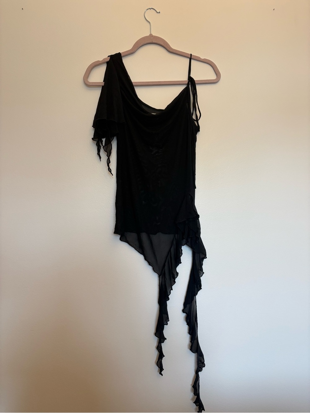 Urban Outfitters Black Asymmetric Ruffle Tank Top